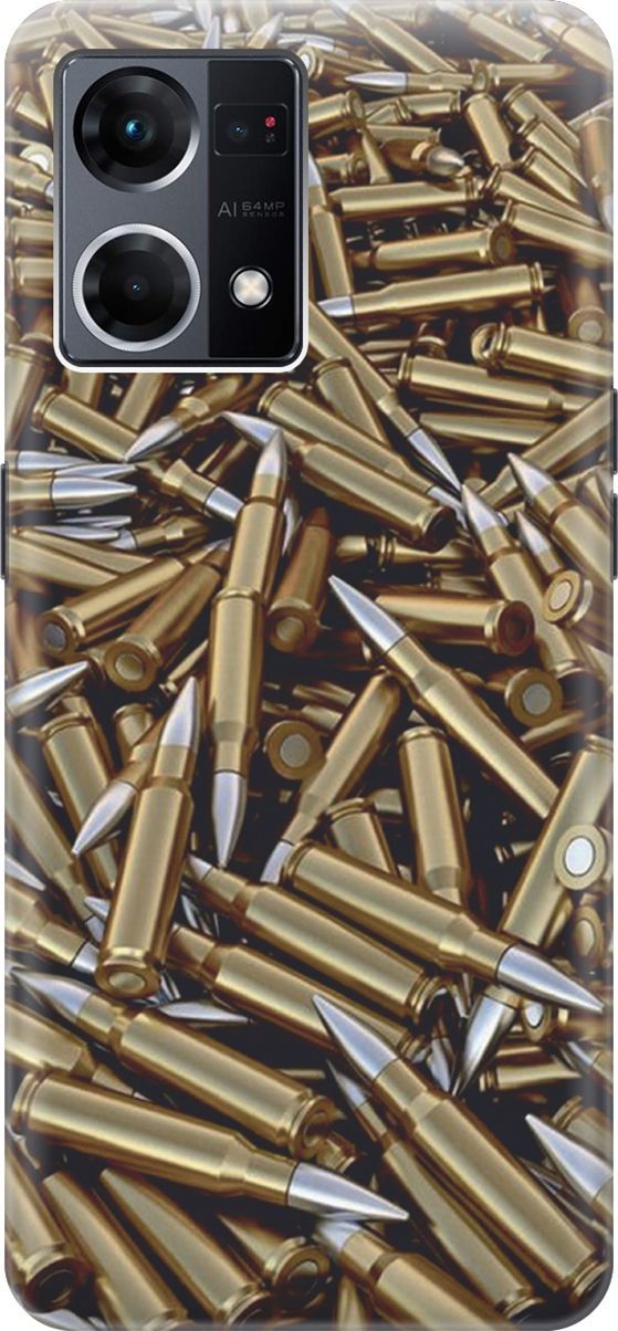 

Силиконовый чехол на OPPO Reno7 с принтом "7.62", Золотистый;серебристый, 157870