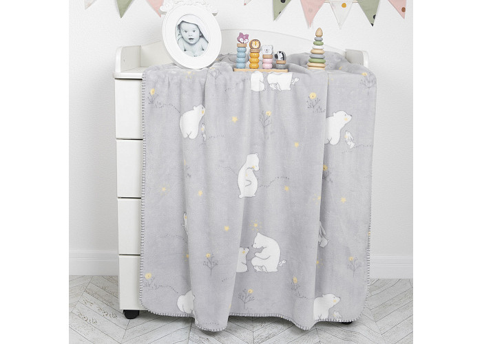 

Плед детский Baby Nice Micro Flannel Мишутка 140х100 см, Серый