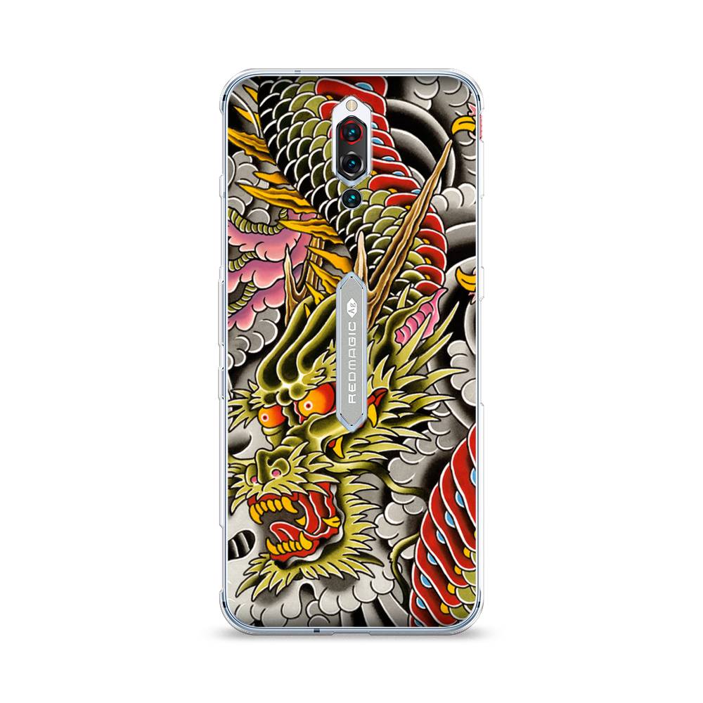 

Чехол на ZTE RedMagic 5S "Японский дракон", Желтый;розовый;красный, 134250-4