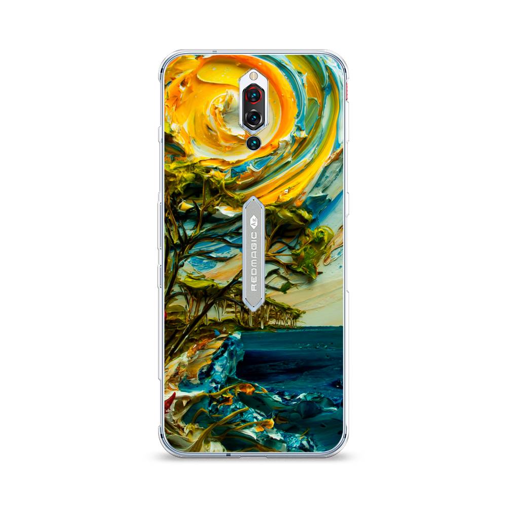 

Чехол на ZTE RedMagic 5S "Солнце живопись", Желтый;синий, 134250-4