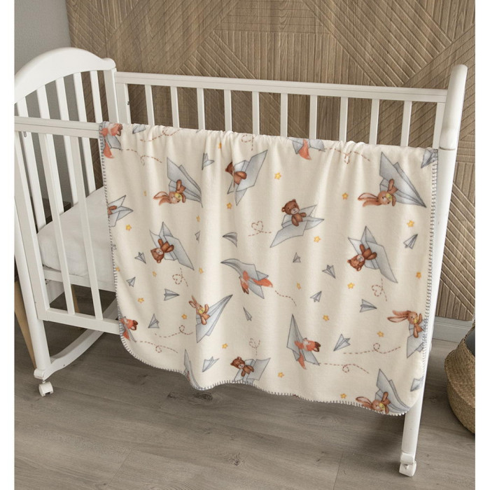 

Плед детский Baby Nice Micro flannel Самолетики 118х100 см, Бежевый