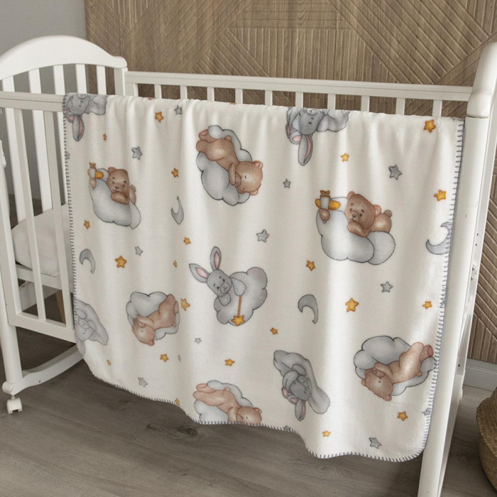 

Плед детский Baby Nice Micro flannel Спящие мишки 140х100 см, Белый