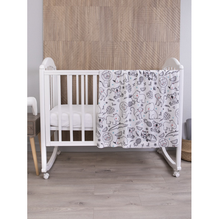 

Плед детский флисовый Baby Nice Джунгли 140х100 см, F351004, Белый
