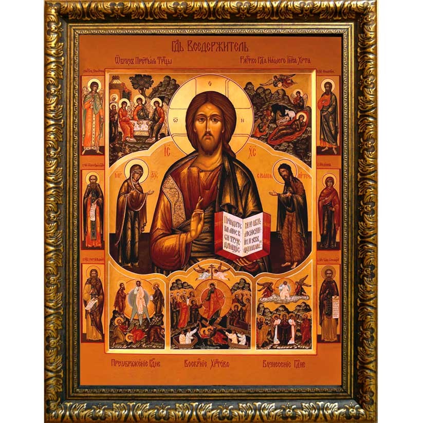 

Спаситель с клеймами. Икона Иисуса Христа на холсте.