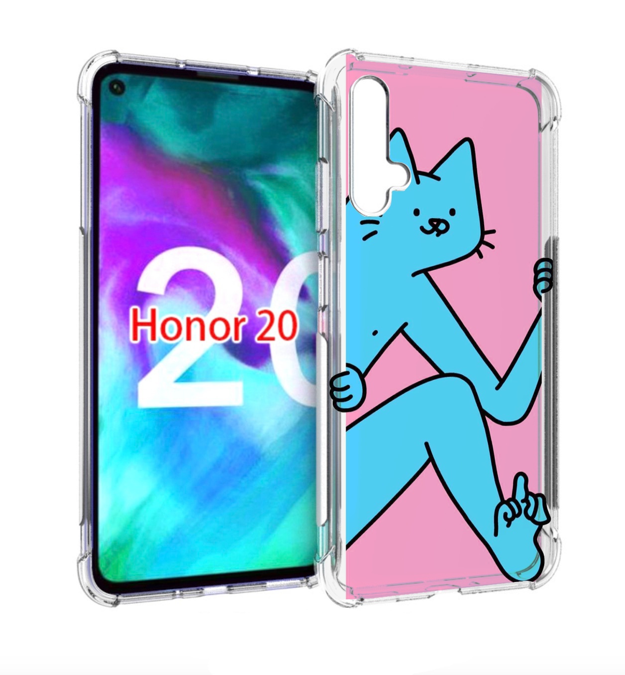 

Чехол бампер MyPads голубой кот в дверце для Honor 20 Honor, Прозрачный, Tocco