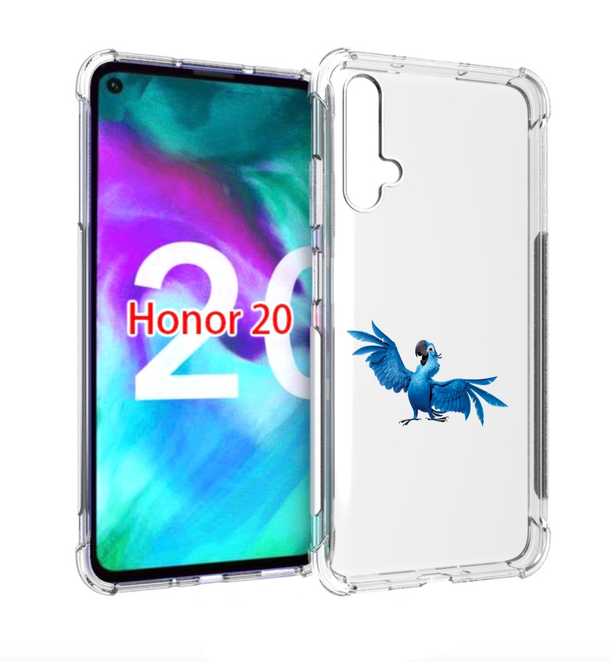 

Чехол бампер MyPads голубой-попугайчик для Honor 20, Прозрачный, Tocco