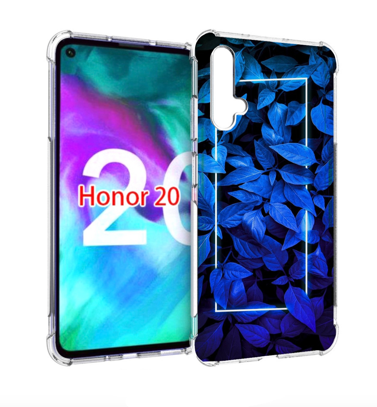 

Чехол бампер MyPads голубые цветочки неон для Honor 20 Honor, Прозрачный, Tocco