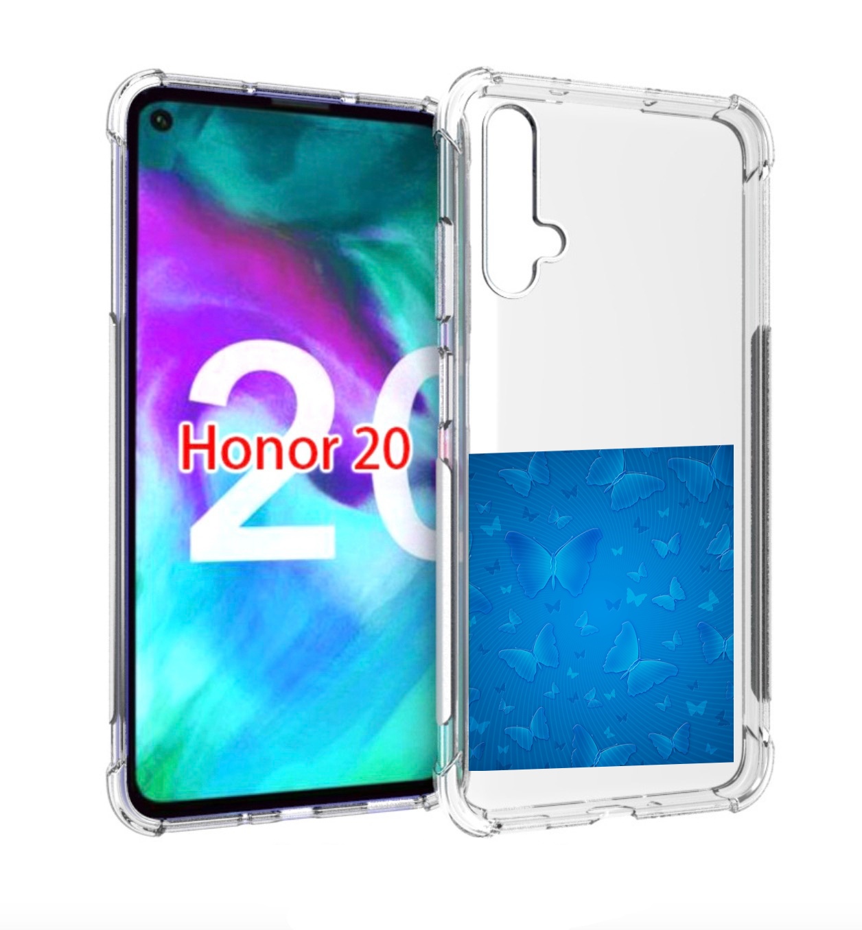 

Чехол бампер MyPads голубые-бабочки для Honor 20, Прозрачный, Tocco