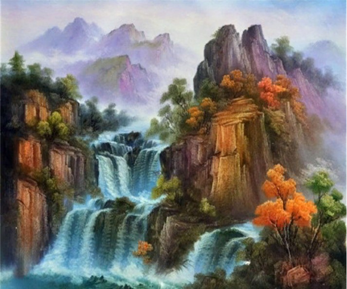 фото Алмазная мозаика картина стразами водопад в горах, 40х50 см nobrand