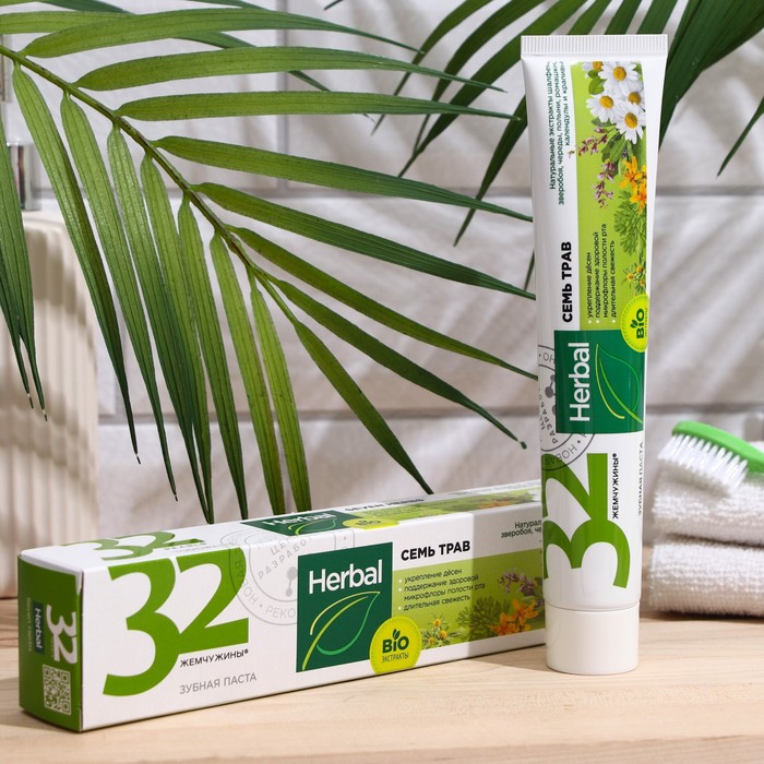 

Паста зубная Herbal, 32 жемчужины, семь трав, 100 г