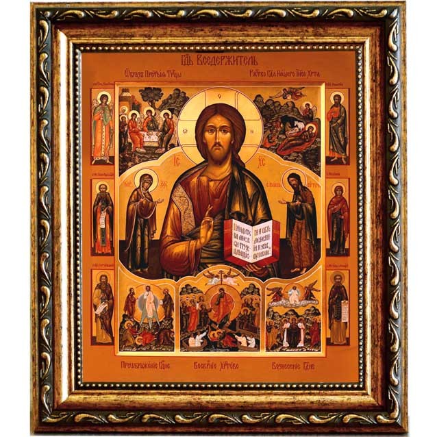 

Спаситель с клеймами. Икона Иисуса Христа на холсте.