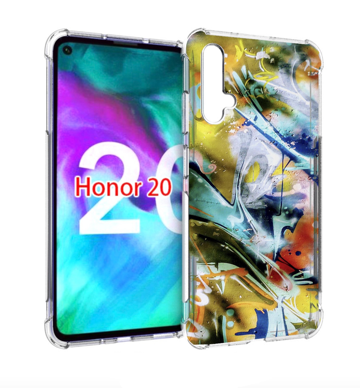 

Чехол бампер MyPads граффити-хаос для Honor 20, Прозрачный, Tocco