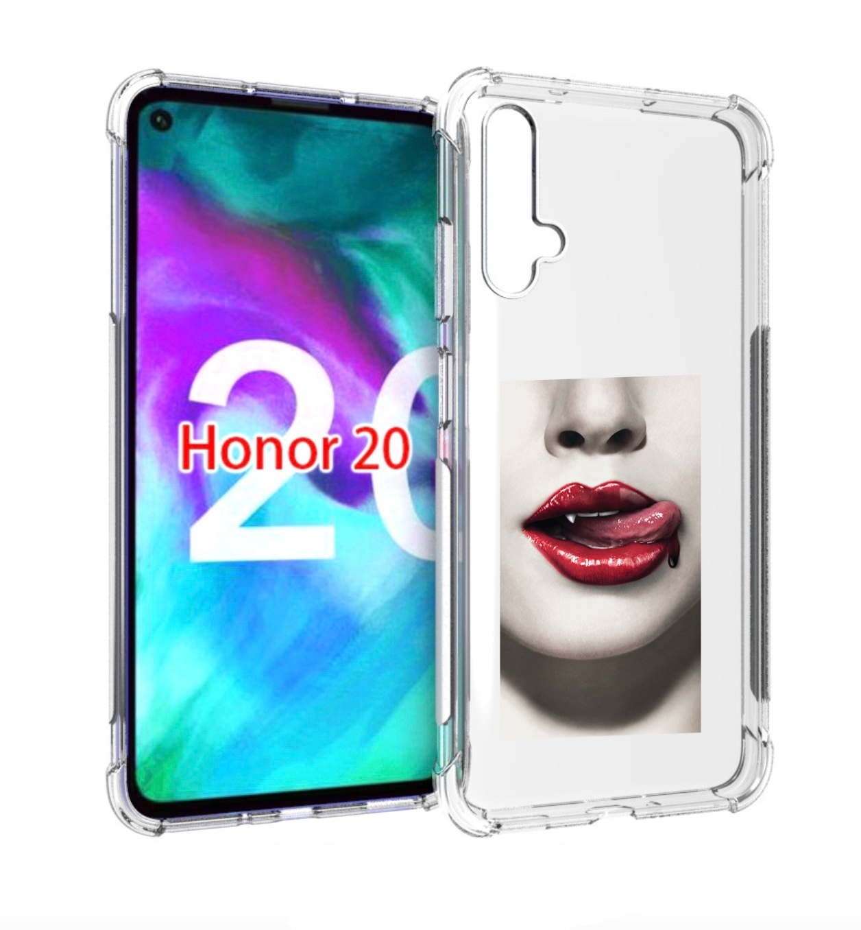 

Чехол бампер MyPads губы-вампирши для Honor 20, Прозрачный, Tocco