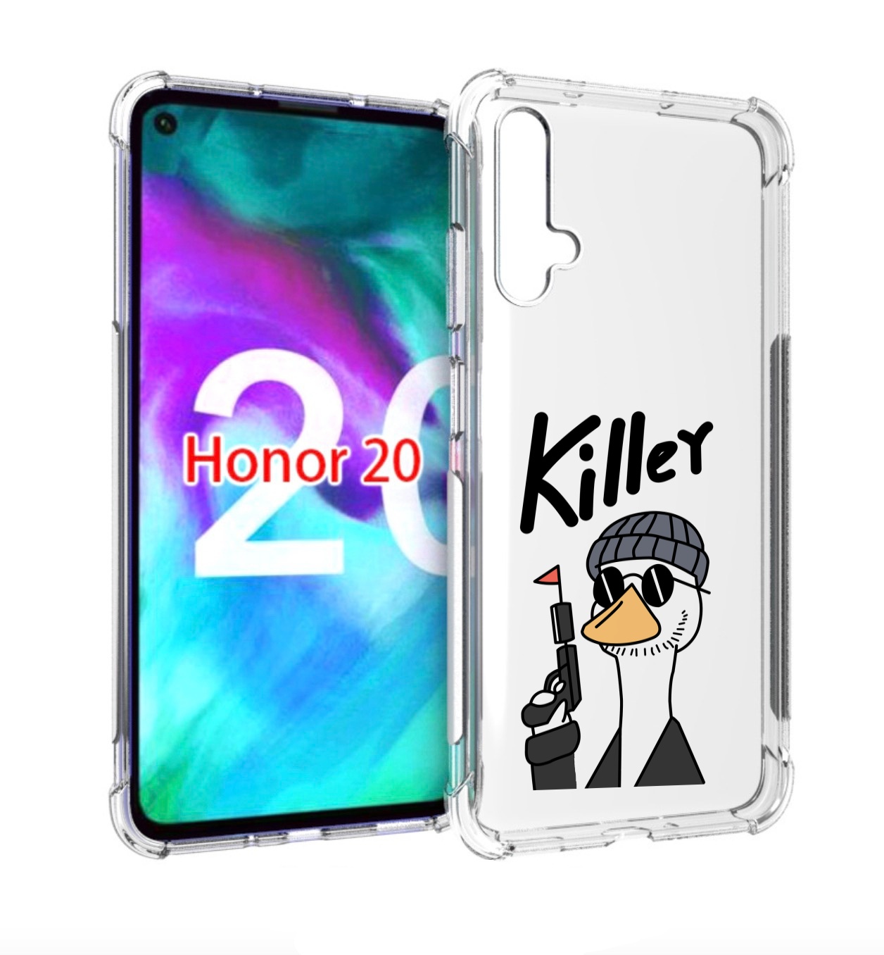 

Чехол бампер MyPads гусь-с-пистолет для Honor 20, Прозрачный, Tocco