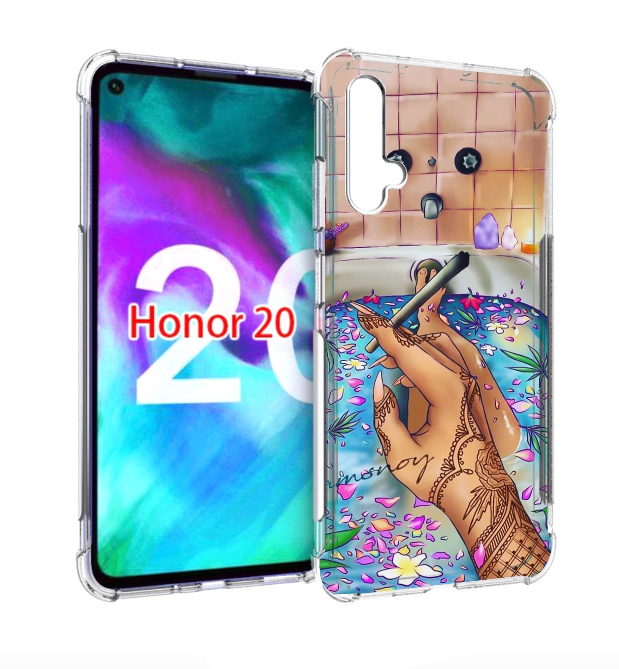 

Чехол бампер MyPads девушка в ванне женский для Honor 20, Прозрачный, Tocco