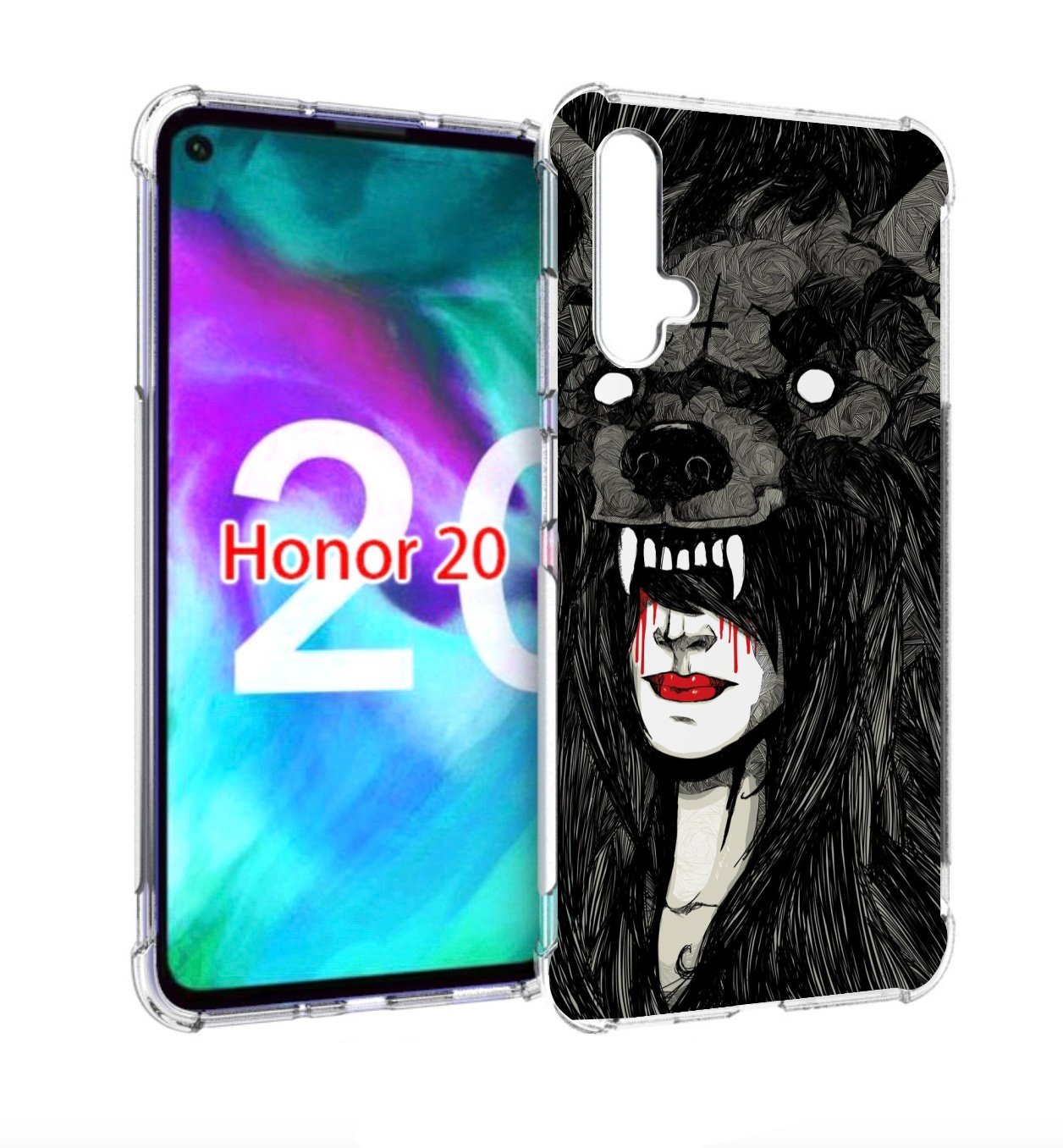 

Чехол бампер MyPads девушка в шкуре волка женский для Honor, Прозрачный, Tocco