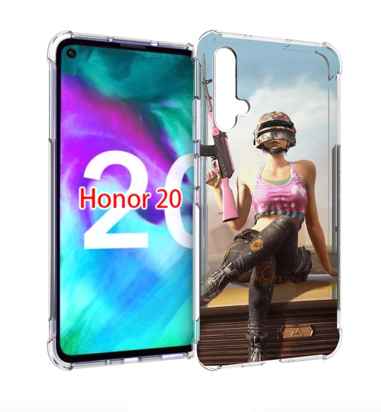 

Чехол бампер MyPads девушка из PUBG для Honor 20, Прозрачный, Tocco