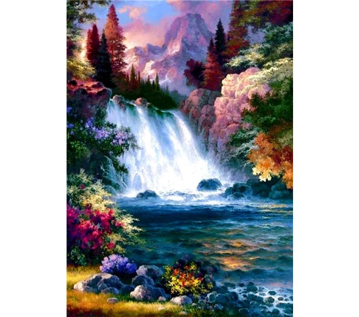 

Алмазная мозаика картина стразами Горный водопад, 30х40 см, 00114702