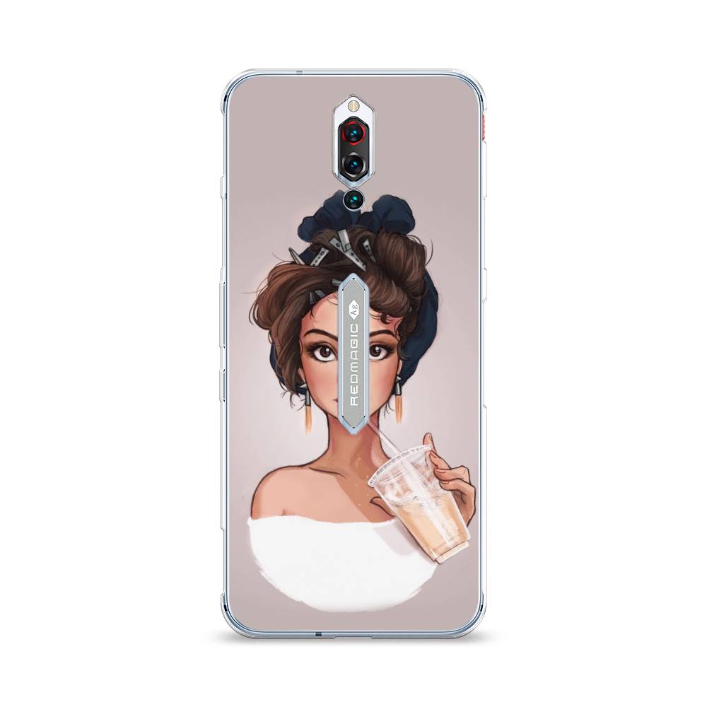 

Чехол на ZTE RedMagic 5S Девушка с фраппе, Серый, 134250-6
