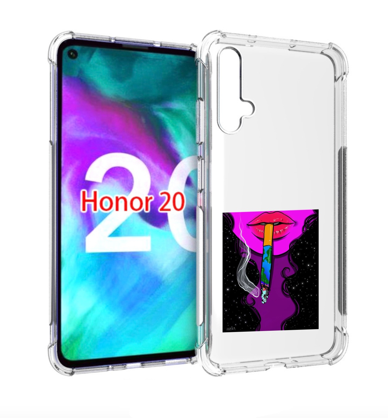 

Чехол бампер MyPads девушка курит землю женский для Honor, Прозрачный, Tocco