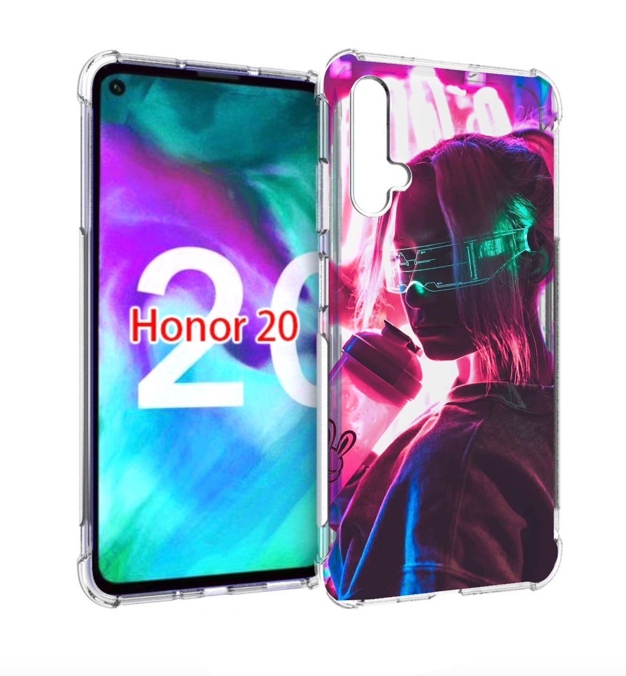 

Чехол бампер MyPads девушка неоновый фон женский для Honor, Прозрачный, Tocco