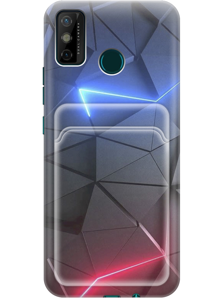

Силиконовый чехол на Tecno Spark 6 Go с рисунком "Графитовые грани", Серый;синий, 20012059