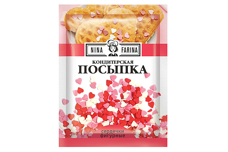 Nina Farina, кондитерская посыпка Фигурные сердечки, 15 г