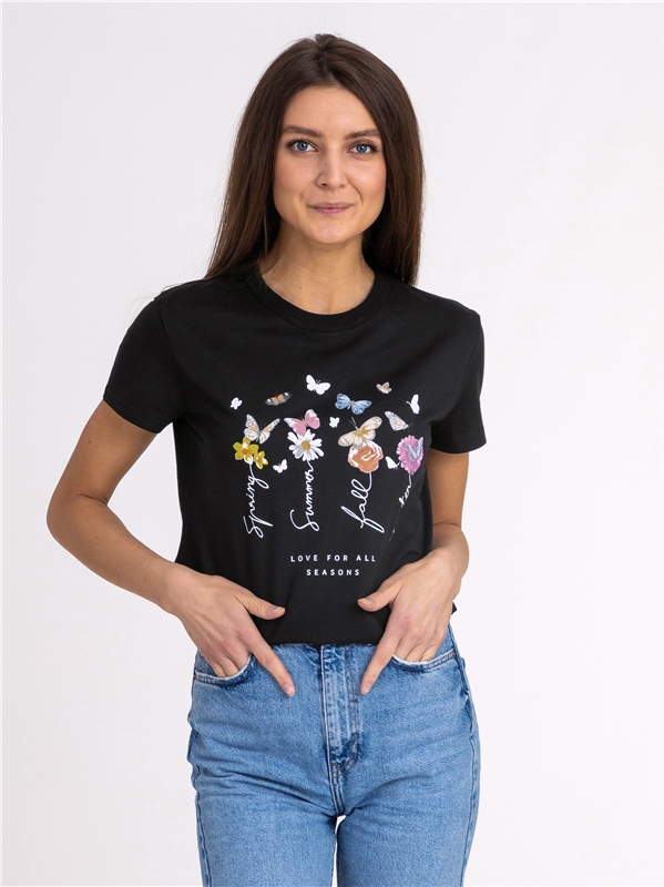 

Футболка женская Апрель ф269001010Р5 черная 84/164, Черный, ф269001010Р5