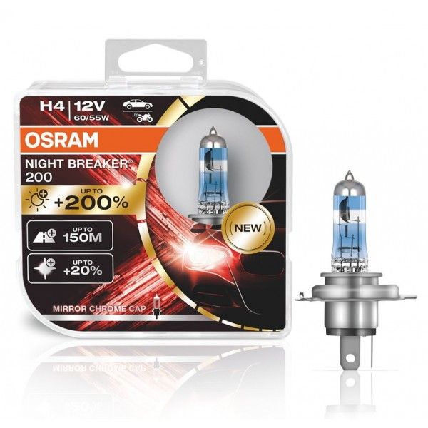 

Лампа H4 12V 60/55W P43t 4050K NIGHT BREAKER200 +200% 1 шт