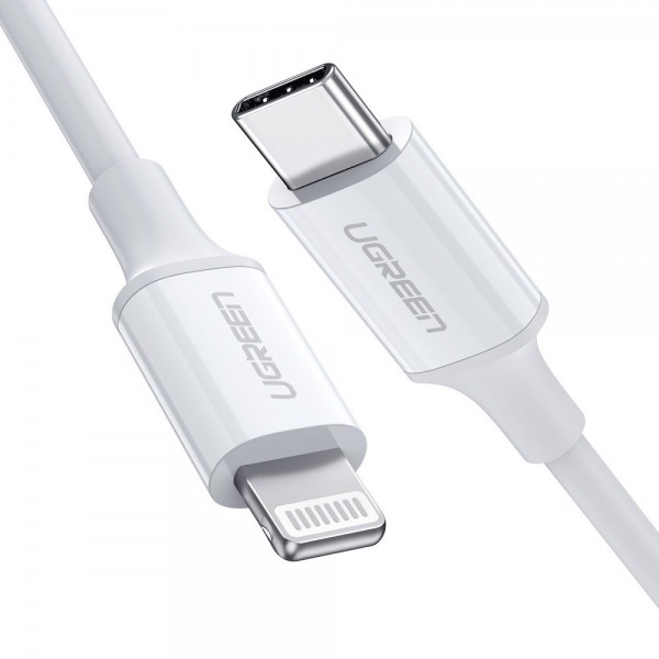 фото Кабель ugreen usb-c to lightning m/m cable rubber shell 1m us171 (white) (10493)