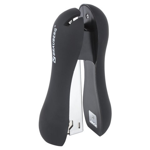 

Степлер №24/6, 26/6 BRAUBERG Soft Black, до 20 листов, эргономичный, черный, 226862