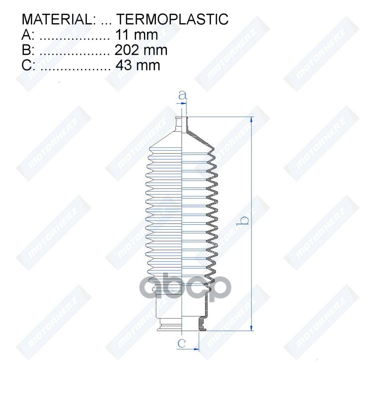 

Пыльник Рулевой Рейки Termoplastic (1120243) Peugeot Motorherz арт. RDZ0398MG