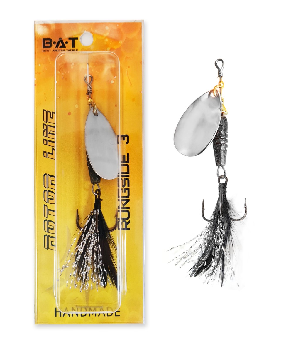 

Блесна вертушка BAT HM RUNGSIDE 3 Size:56mm 9.3g VR001, Серебристый;черный, HM