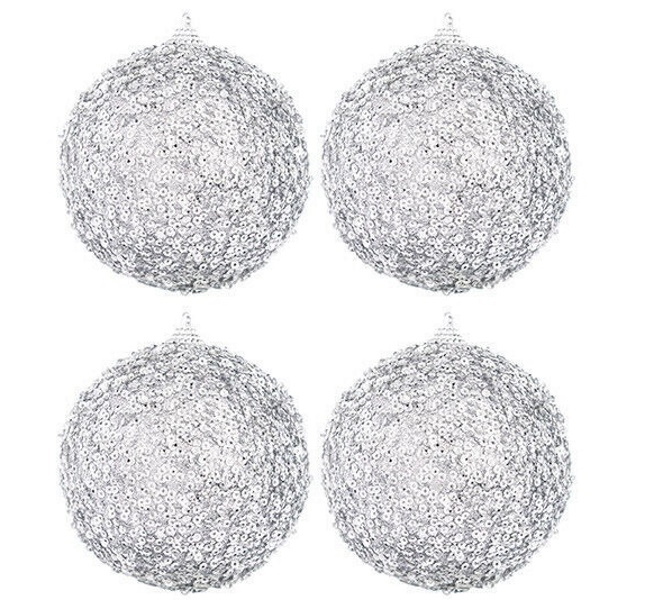 фото Набор 4 новогодних шаров 9,5х9,5 см "серебро" серебро elan gallery