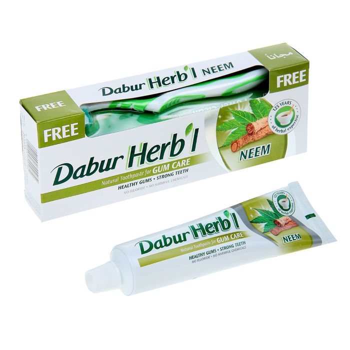 Купить Набор Dabur Herb'l ним: зубная паста, 150 г + зубная щётка