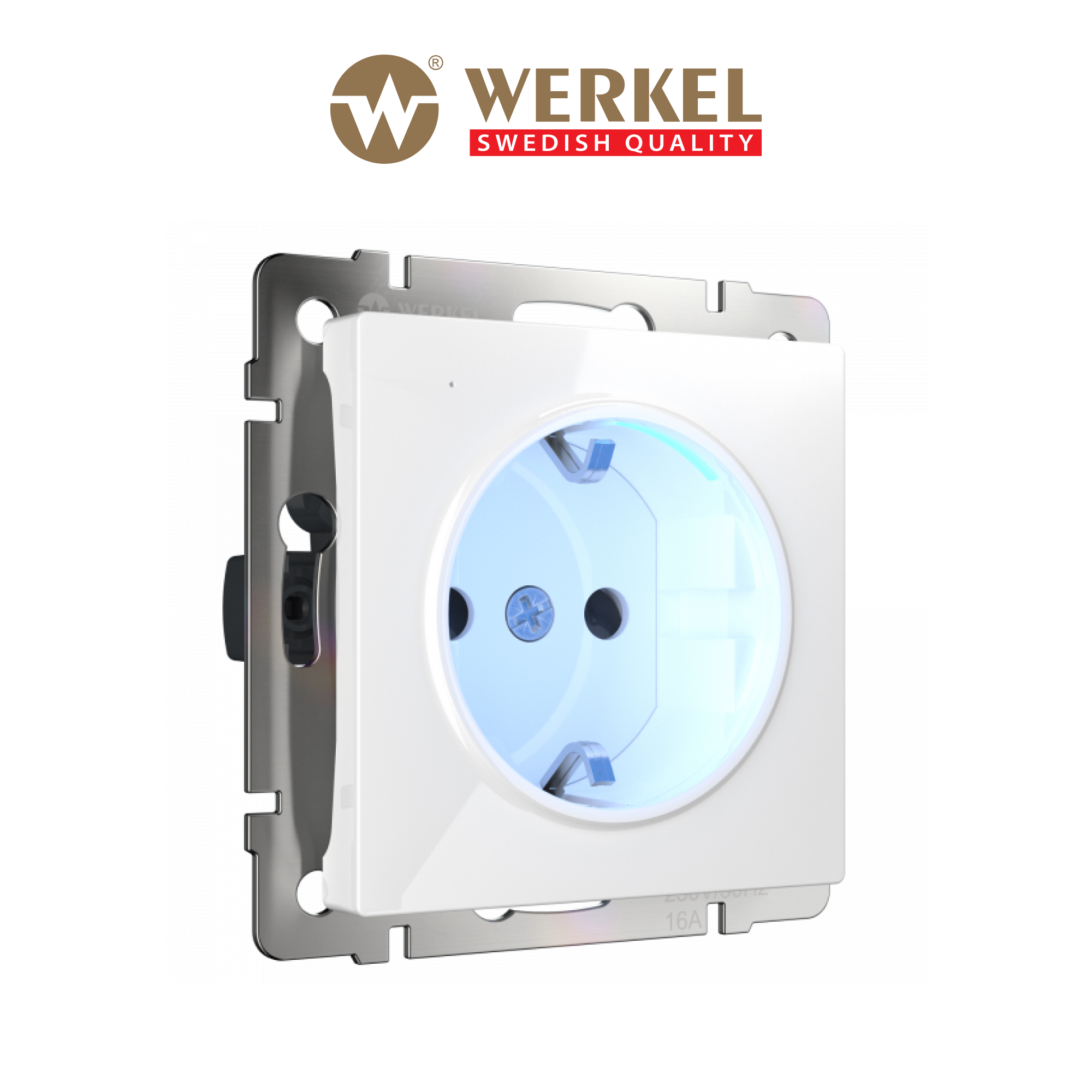 

Встраиваемая розетка Werkel W1171401 белая с LED подсветкой 16 А 250 В, Белый, Розетка с подсветкой