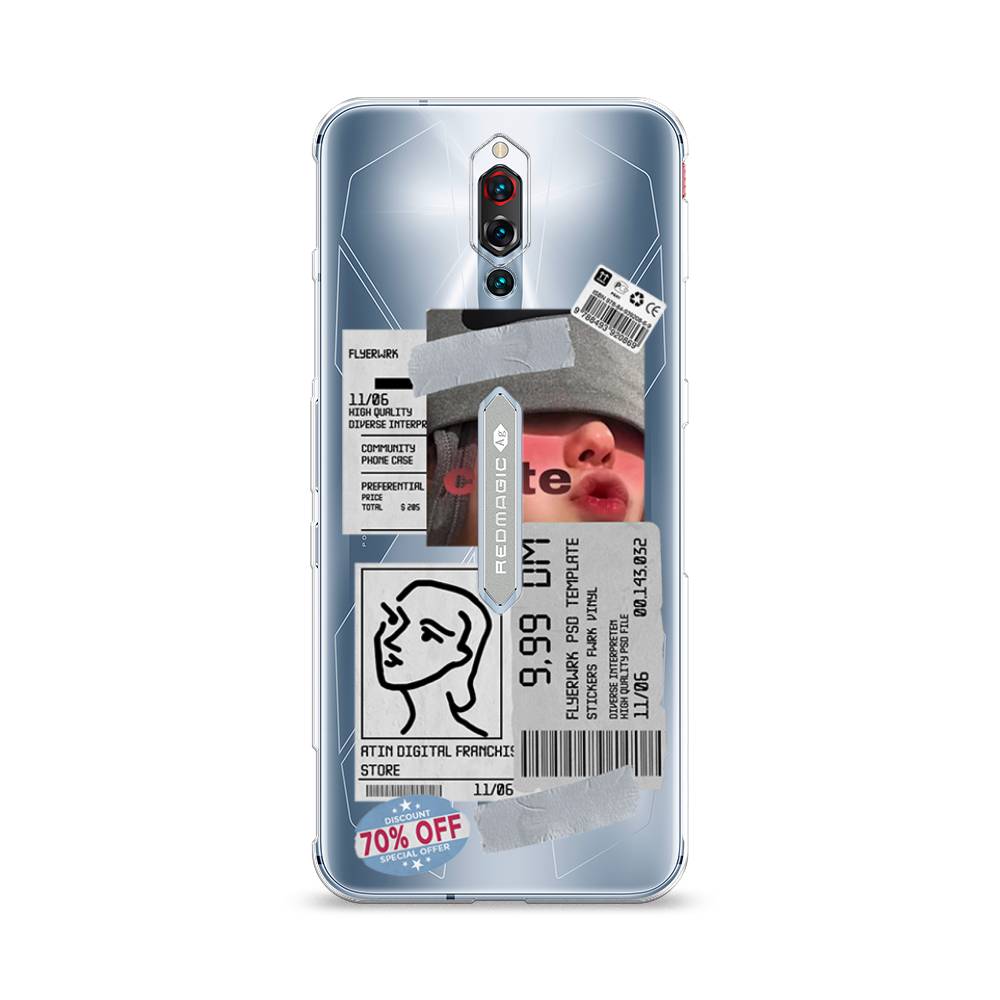 

Чехол на ZTE RedMagic 5S "Cute girl collage", Розовый;серый;голубой, 134250-6