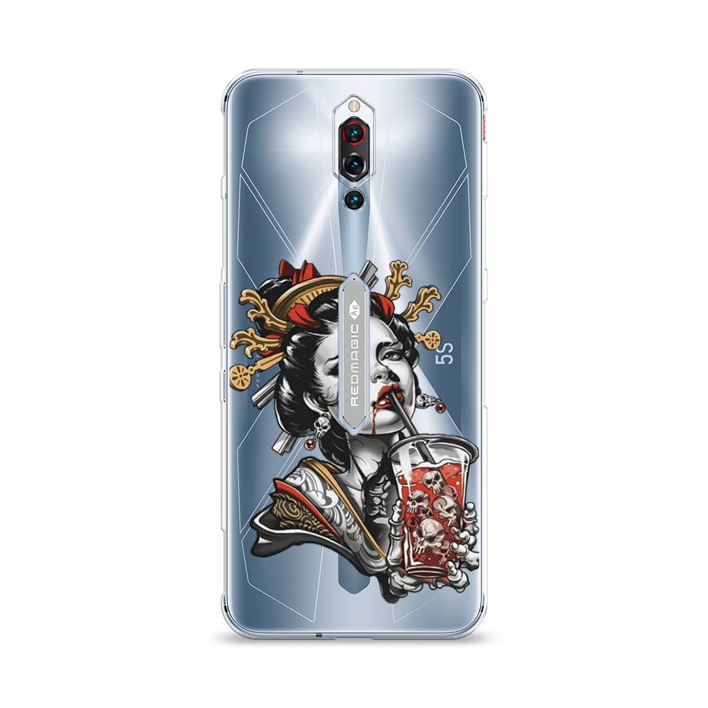

Чехол на ZTE RedMagic 5S Опасная гейша, Красный;черный;серый, 134250-4