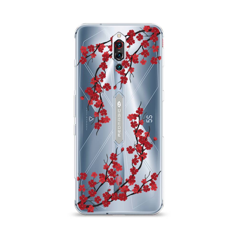 

Чехол на ZTE RedMagic 5S Красная сакура, Красный;черный, 134250-2