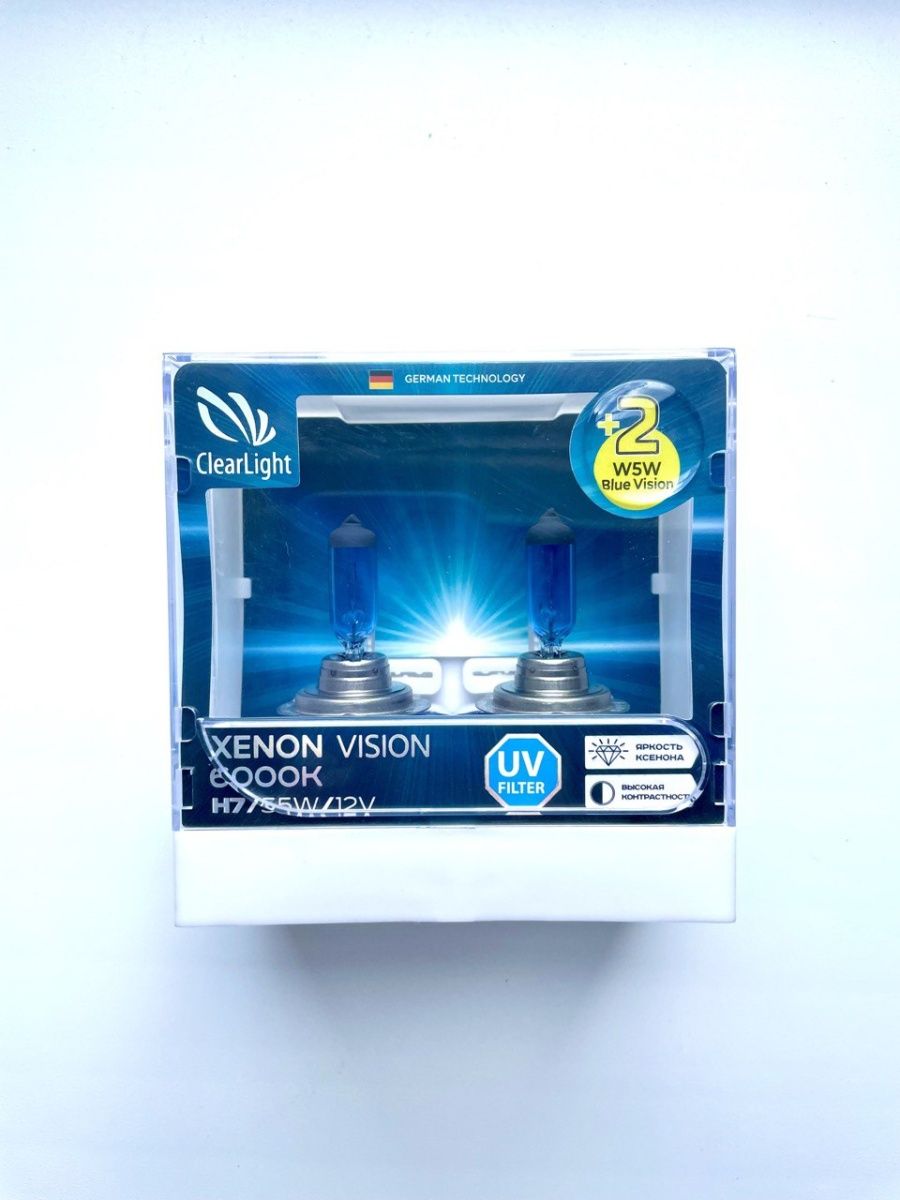 Галогеновые автолампы Clearlight H7 Xenon-2 штW5W BlueVision 2 шт 647₽