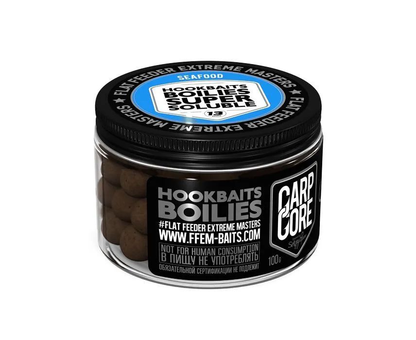 

Растворимые насадочные бойлы FEEM Baits HOOK BAITS SUPER SOLUBLE лосось и кальмар 13мм, Коричневый