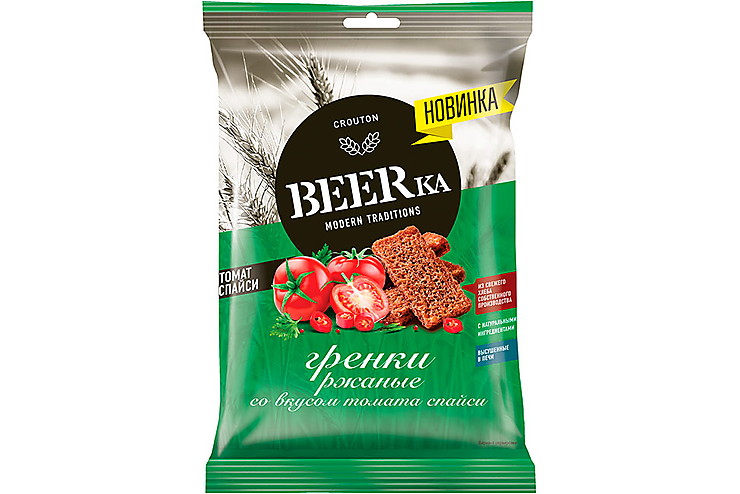 Beerka, гренки со вкусом томата спайси, 60 г, (10шт.)