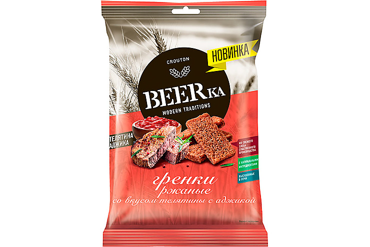 Beerka, гренки со вкусом телятины с аджикой, 60 г Россия