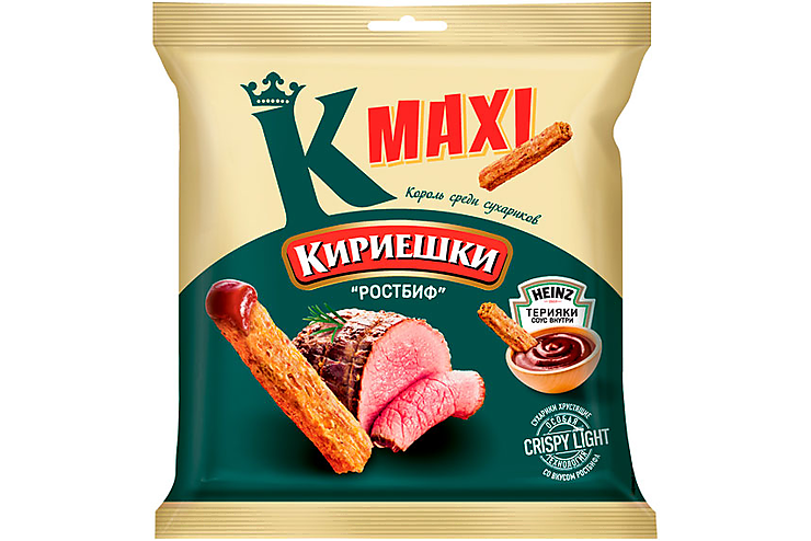 Кириешки Maxi, сухарики со вкусом Ростбиф и с соусом терияки Heinz, 75 г, (5шт.)