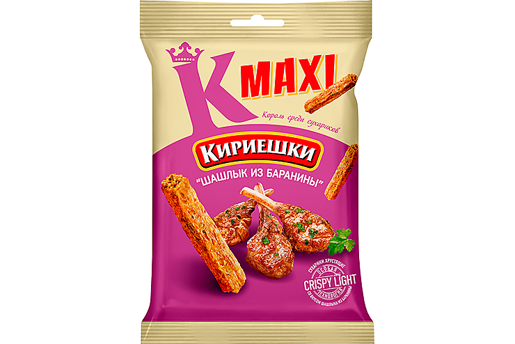 Кириешки Maxi, сухарики со вкусом Шашлык из баранины, 60 г, (10шт.)