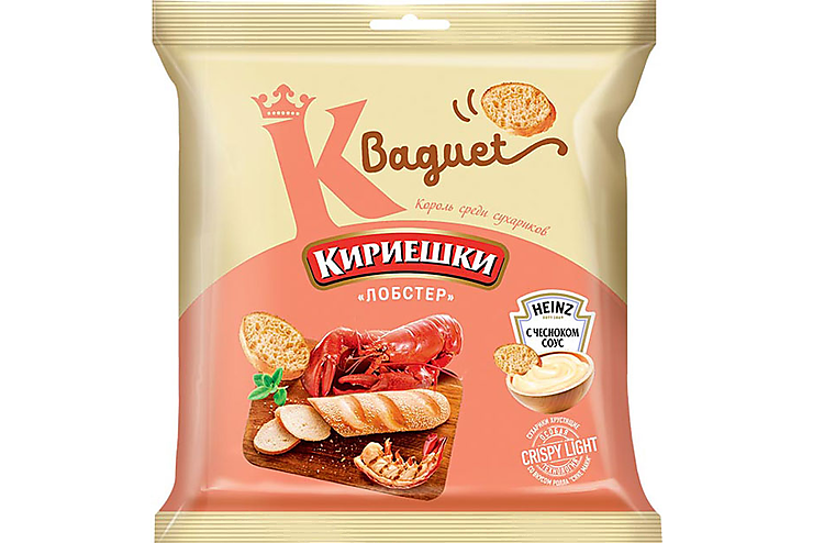 

Кириешки Baguet, сухарики со вкусом лобстера и с чесночным соусом Heinz, 70 г, (5шт.)