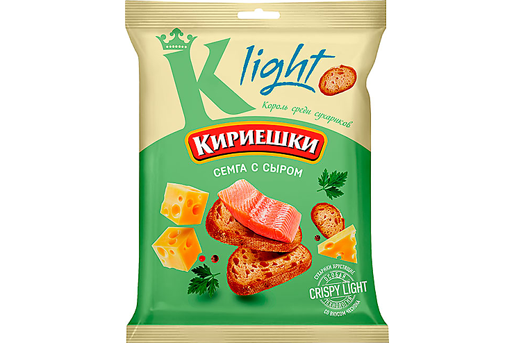 Кириешки Light, сухарики со вкусом Сёмга с сыром, 80 г, (10шт.)