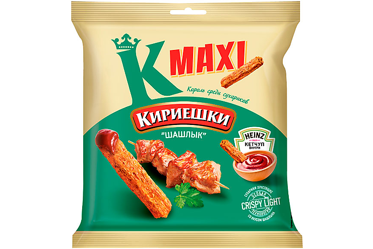 Кириешки Maxi, сухарики со вкусом Шашлык и с кетчупом Heinz, 75 г, (5шт.)