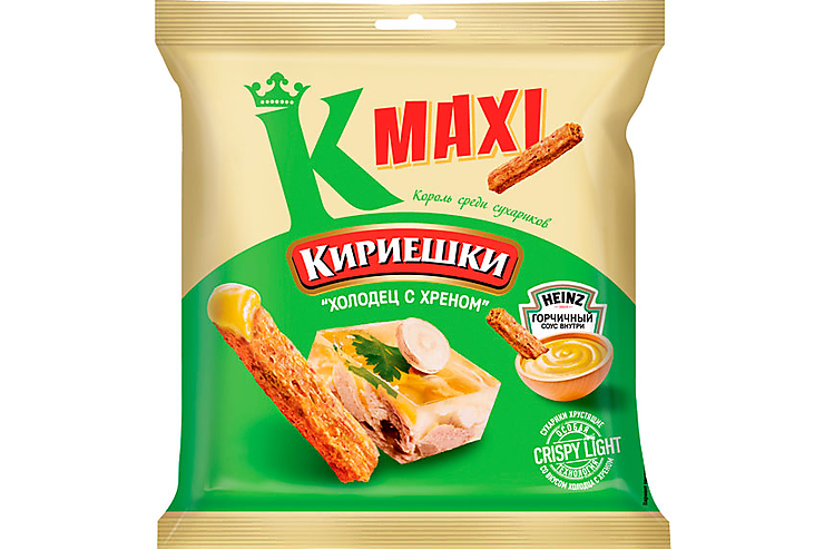 Кириешки Maxi, со вкусом Холодец с хреном и с горчичным соусом Heinz, 75 г, (5шт.)