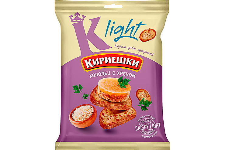 Кириешки Light, сухарики со вкусом Холодец с хреном, 80 г Россия